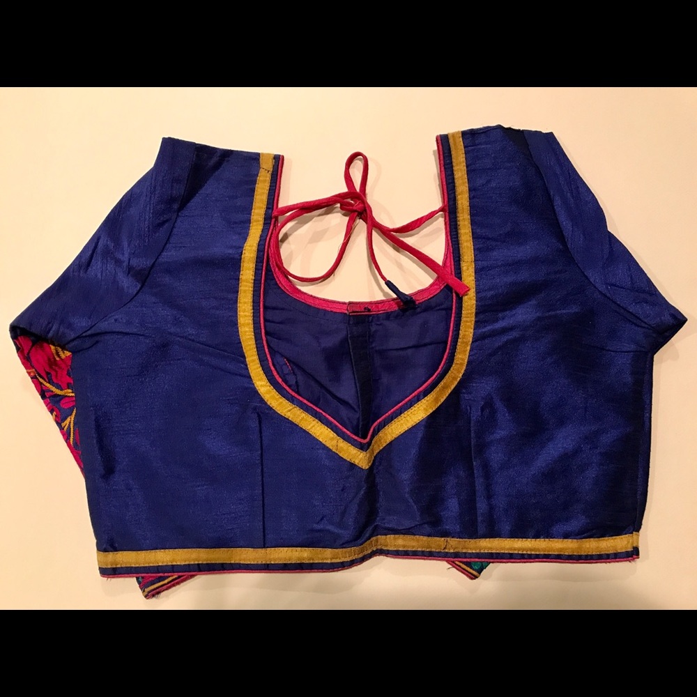 Navy blue kutchi embroidery with mirror work